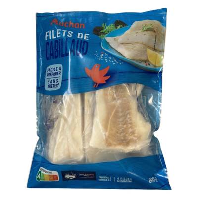 Auchan Filet de cabillaud, 800g