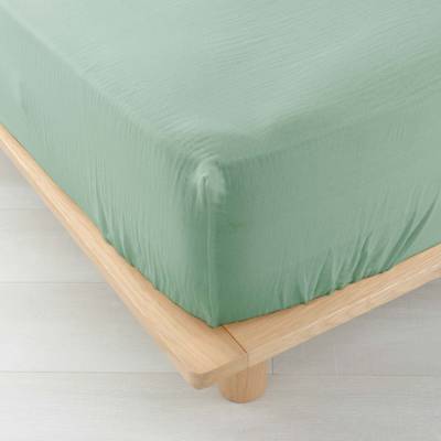 Douceur D Interieur Drap housse gaz sauge 2 per, 140 x 190 cm