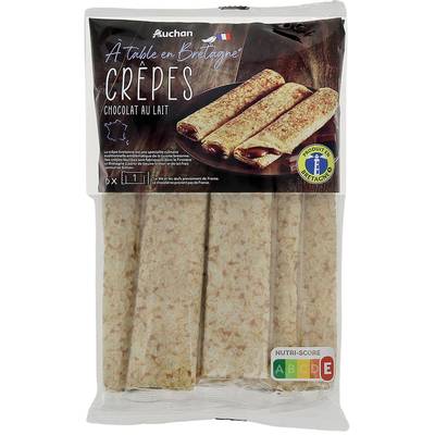 Auchan Terroir Crêpes fourrées au chocolat au lait x6, 180g