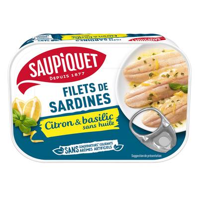 Saupiquet Filets de Sardines Citron et Basilic, 100g