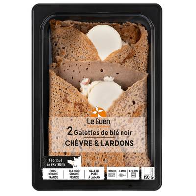 LeGuen Galettes de Blé Noir Chèvre & Lardons, 2x150g