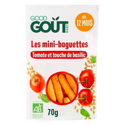 Good Goût Mini Baguettes à la Tomate et au Basilic Bio Bébé Dès 12 mois, 70g