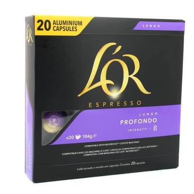 L'or Espresso Café Lungo Profondo Intensité 8, 20 capsules
