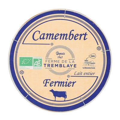 La Ferme de la Tremblaye Camembert fermier bio au lait entier, 250g