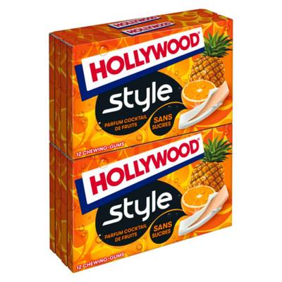 Hollywood Cocktail Fruits, 4 x 12 chewing gums
