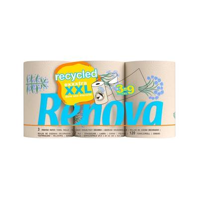 RENOVA Essuie-tout Extra XXL Décorés, 3 rouleaux