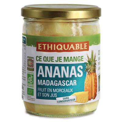 Ethiquable - Commerce Equitable Ananas en morceaux et son jus Bio de Madagascar, 420g