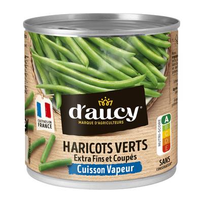 D'aucy Haricots Verts Extra Fins Coupés Cuisson Vapeur, 225g