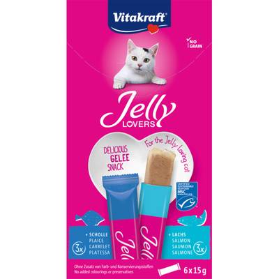 Vitakraft Jelly Lovers Gelée au Poisson MSC - Friandise pour chat, 6x15g