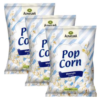 Alnatura Pop-corn bio au sel marin, Lot de 3x60g