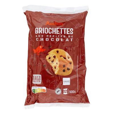 Auchan Briochettes aux Pépites de Chocolat Noir, 500g