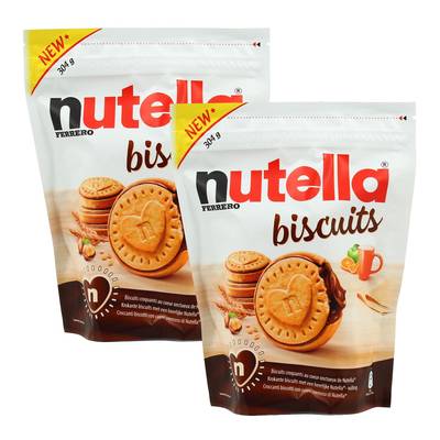 Nutella Biscuits fourrés pâte à tartiner aux noisettes et cacao, 2x304g