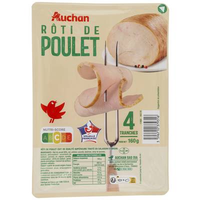 Auchan Rôti de Poulet, 4 tranches - 160g