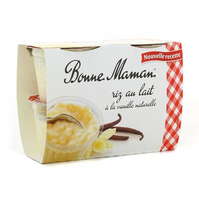Bonne Maman Riz au lait à la vanille naturelle, 4x100g