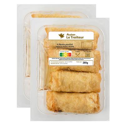 Auchan Le Traiteur Nems au Poulet, Lot de 2 - 4 nems soit 260g