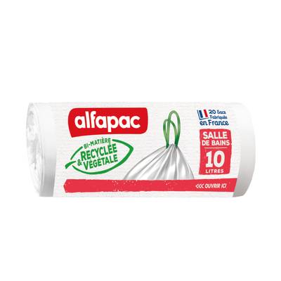 Alfapac Sac poubelle salle de bain 10L, 1 rouleau de 20 sacs poubelles