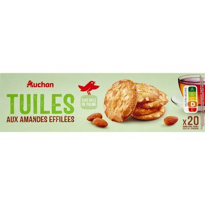 Auchan Tuiles aux amandes sans huile de palme, 100g