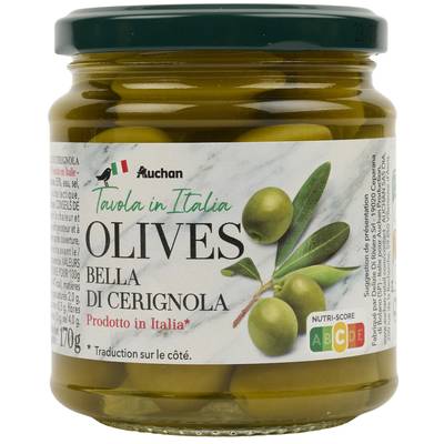 Auchan Tavola In Italia Olives vertes Bella di Cerignola, 170g