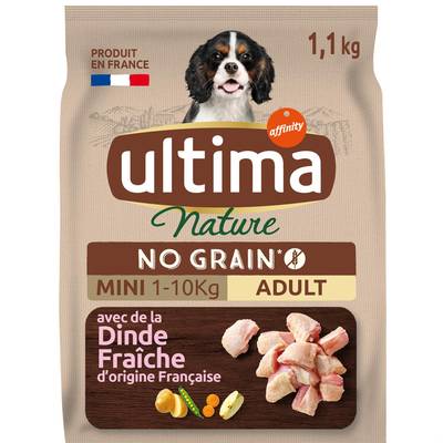 Affinity - Ultima Nature Croquettes Dinde Fraiche Sans Céréales pour petit chien adulte, 1,1kg