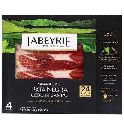 Labeyrie Jambon Pata Negra Grande Tradition 24 mois, 4 tranches - 60g