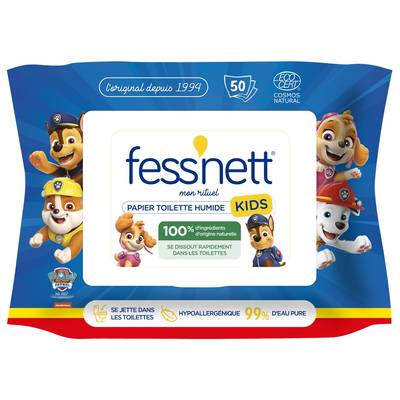 Fess Nett Kids Lingette papier toilette humide pour enfant, 50 lingettes