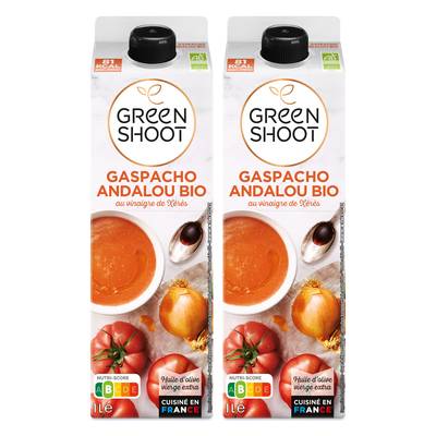 Greenshoot Gaspacho Andalou Bio au vinaigre de Xérès, Lot de 2x1L