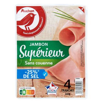 Auchan Jambon Supérieur Réduit En Sel, 4 tranches - 160g