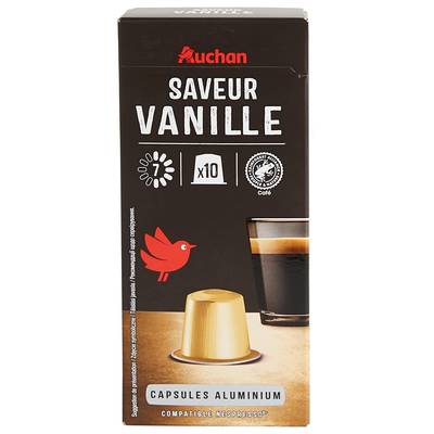 Auchan Capsules de café saveur vanille, 10 capsules