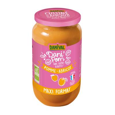 Danival DaniPom Pomme abricot bio, Maxi Format, sans sucres ajoutés, 1,05Kg