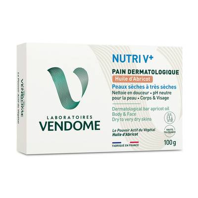 Vendôme Savon Pain dermatologique huile d'abricot peaux sèches à très sèches, 100g