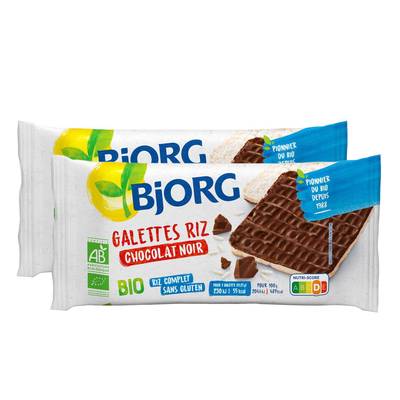 Bjorg Galettes Riz Chocolat Noir Bio, Lot de 2x90g