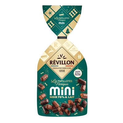 Révillon Mini Papillote Chocolat Noir 70% et Lait, 300g