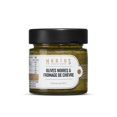 Marius, L'Épicerie Inspirée Olives Noires et Fromage de Chèvre, 100g