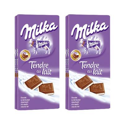 Milka Chocolat au Lait Tendre, Lot de 2x2x100g