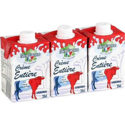 Faire France Crème entière liquide 30%mg, 3x20cl