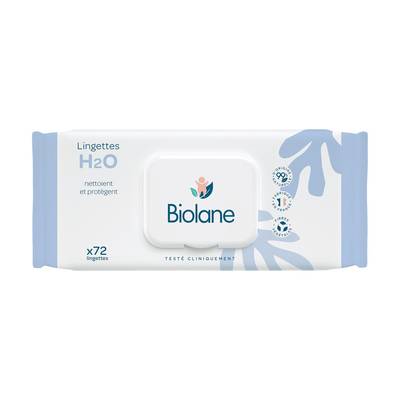 Biolane Lingettes épaisses H20, 72 lingettes