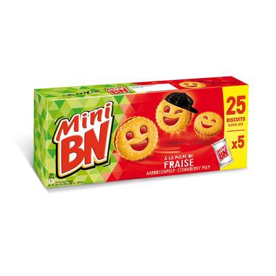 BN Mini BN fourrés à la fraise x5 pochons, 175g
