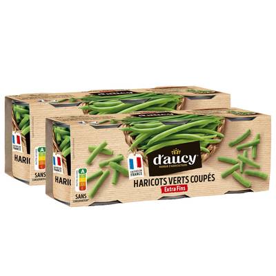 D'aucy Haricots verts coupés extra fins, Lot de 2x3x110g