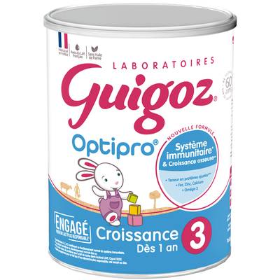 Guigoz Lait de Croissance Optipro 3 en Poudre Bébé Dès 12 mois, 830g