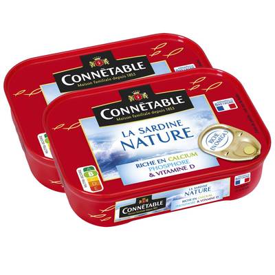 Connetable Sardine Nature, Lot de 2x95g