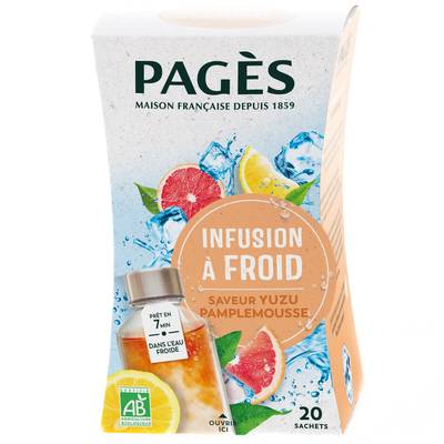 Pagès Infusion Glacé Yuzu Pamplemousse, 20 sachets