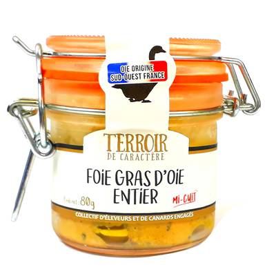 Terroir de Caractère Foie Gras d'Oie du Sud Ouest Entier Mi-Cuit, 1-2 parts - 80g