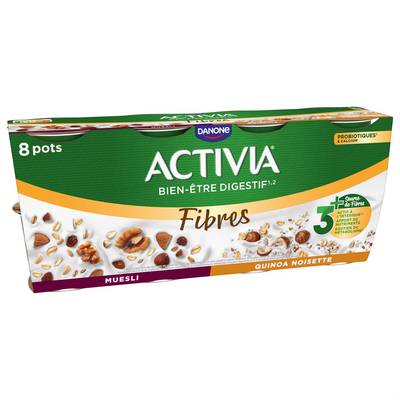 Activia Yaourts muesli et quinoa noisette, 8x120g