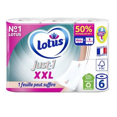 Lotus Papier toilette Just1 XXL 6=9 rouleaux, 6 rouleaux