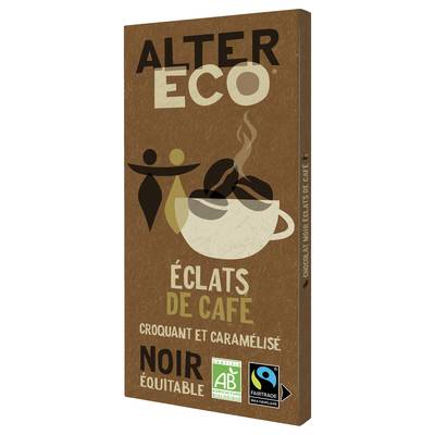 Alter Eco - Commerce Equitable Chocolat noir Eclats de café 60% Cacao Bio du Pérou, 100g