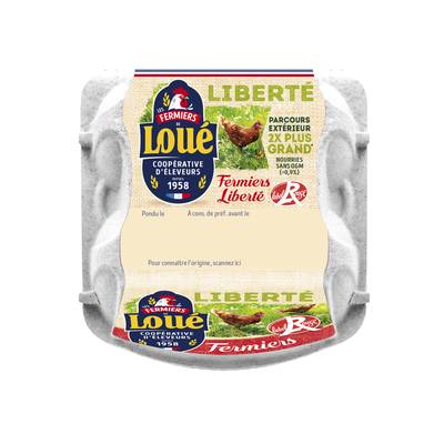 Loué Oeufs fermiers Label rouge, calibre gros, 4 oeufs