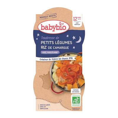 Babybio Tendresse de Légumes, Riz, Butternut Bio Bol Bébé Dès 12 mois, 2x200g
