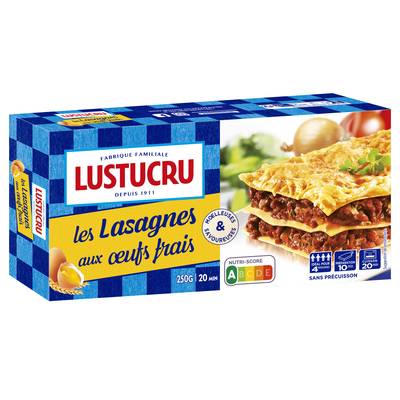 Lustucru Pâtes Lasagne aux oeufs Frais, 250g