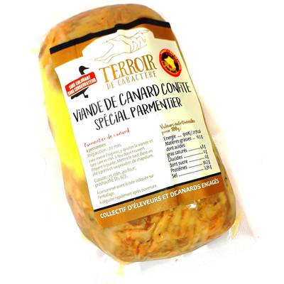 Terroir de Caractère Viande de Canard Confite - Effiloché Spécial Parmentier, 500g