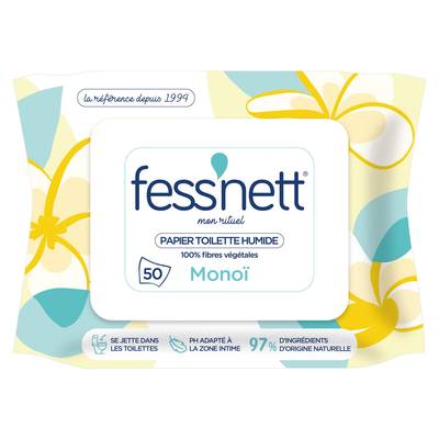 Fess Net Papier toilette humide au MonoÏ, 50 lingettes
